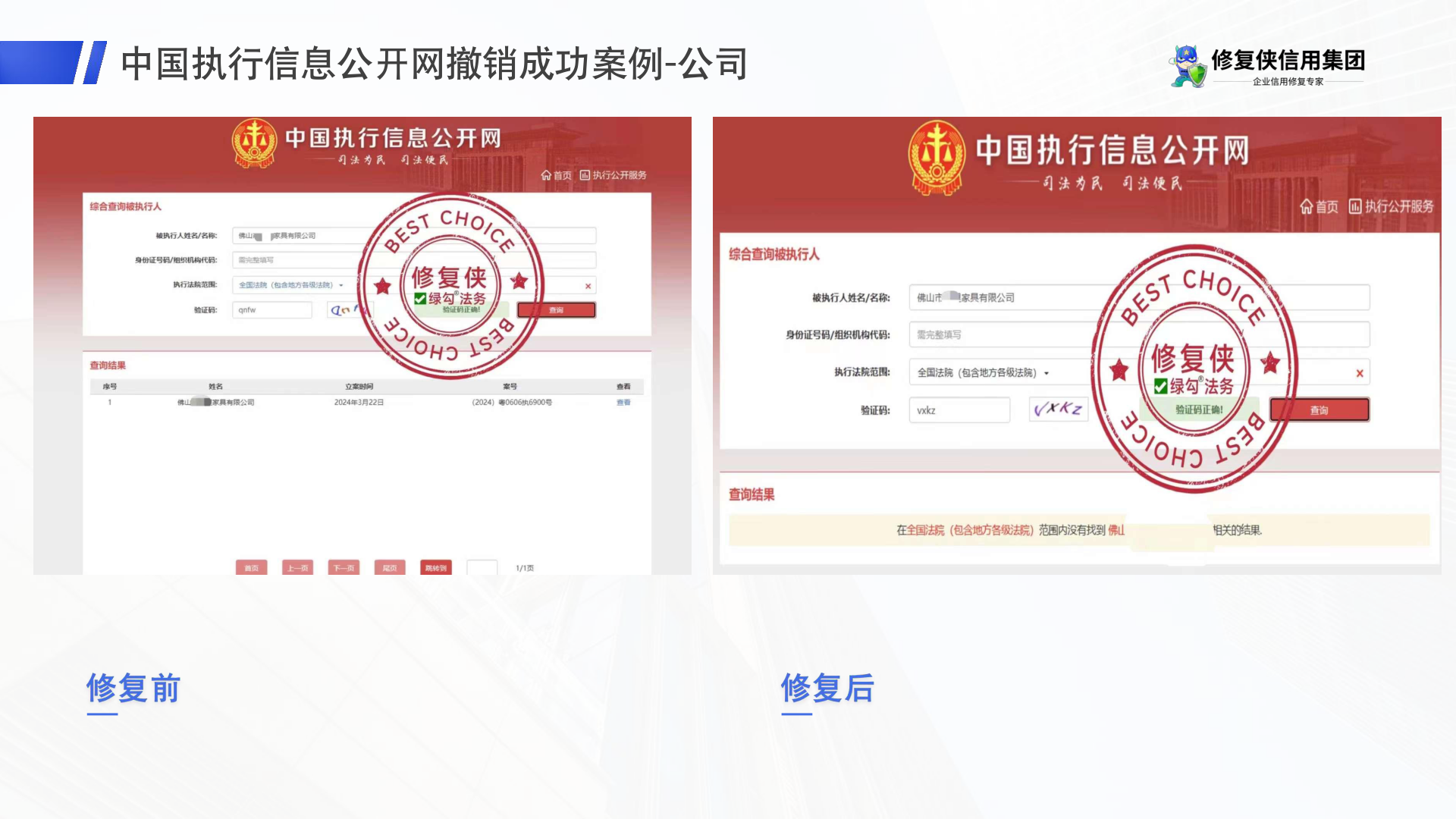 中国执行信息公开网公司案例截图