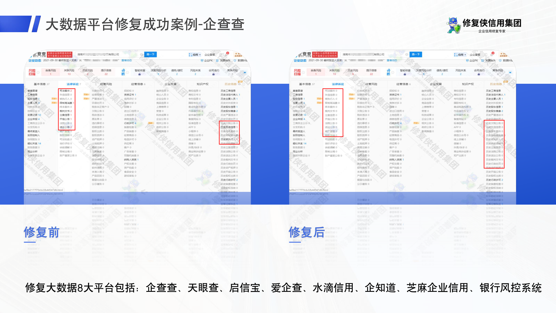 企查查大数据平台案例截图