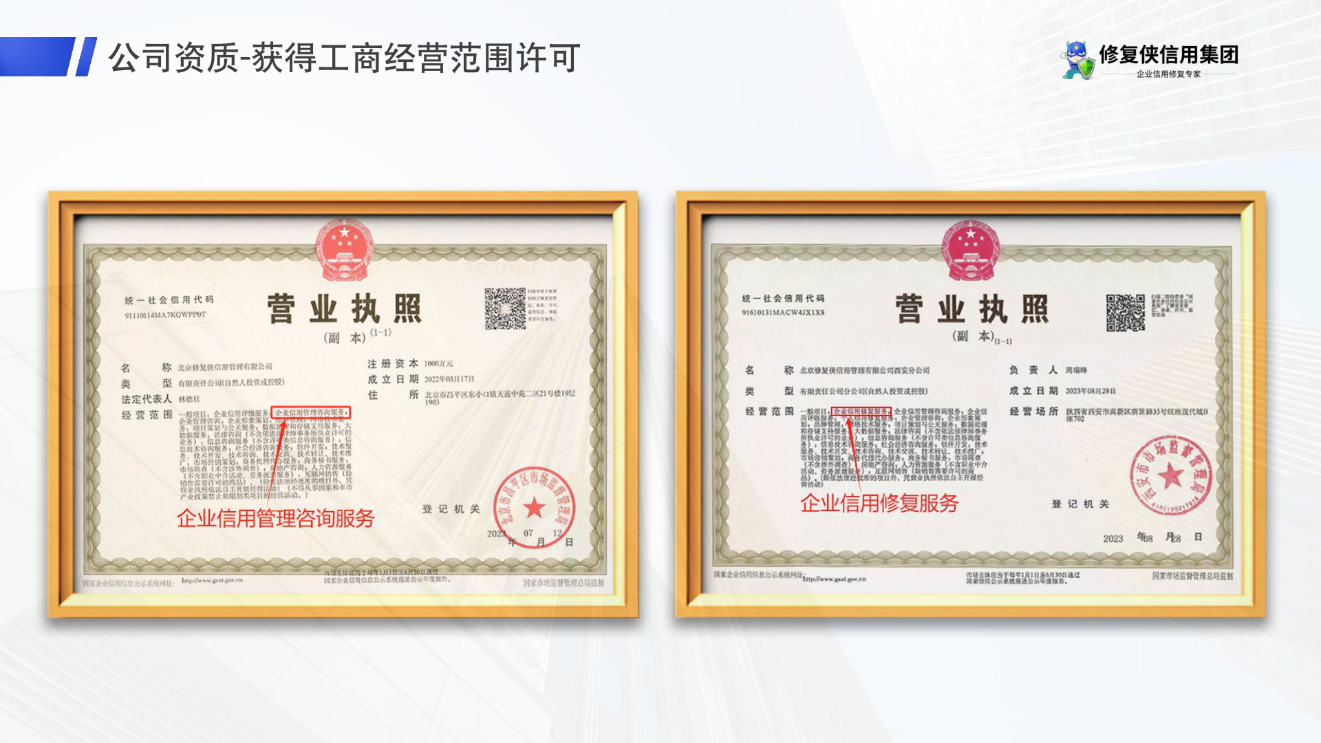 经营范围资料展示
